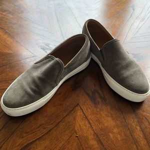 Grey suede slip one with leather insole